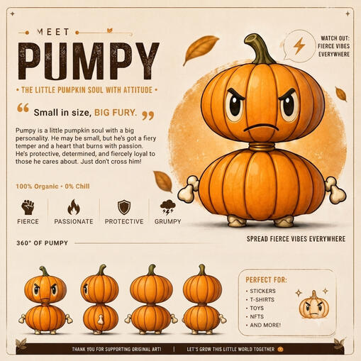 Adorable Pumpy, you receive high quality jpg, png, poster, $13 (usdt TRC20)