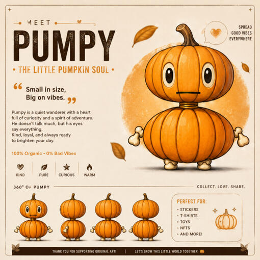 Adorable Pumpy, you receive high quality jpg, png, poster, $13 (usdt TRC20)